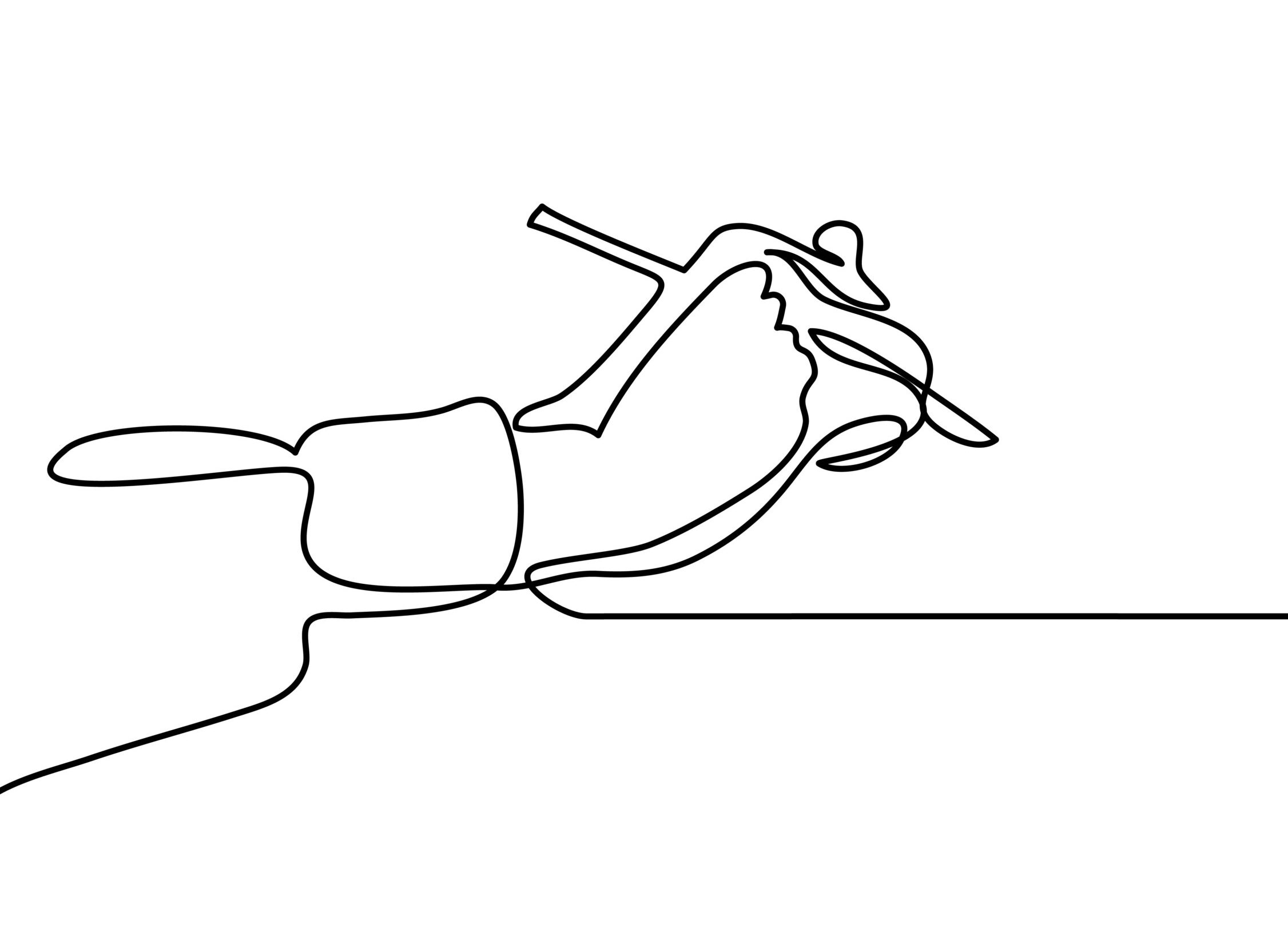 One line drawing (Einlinienzeichnung) von einer Hand, die einen Stift hält